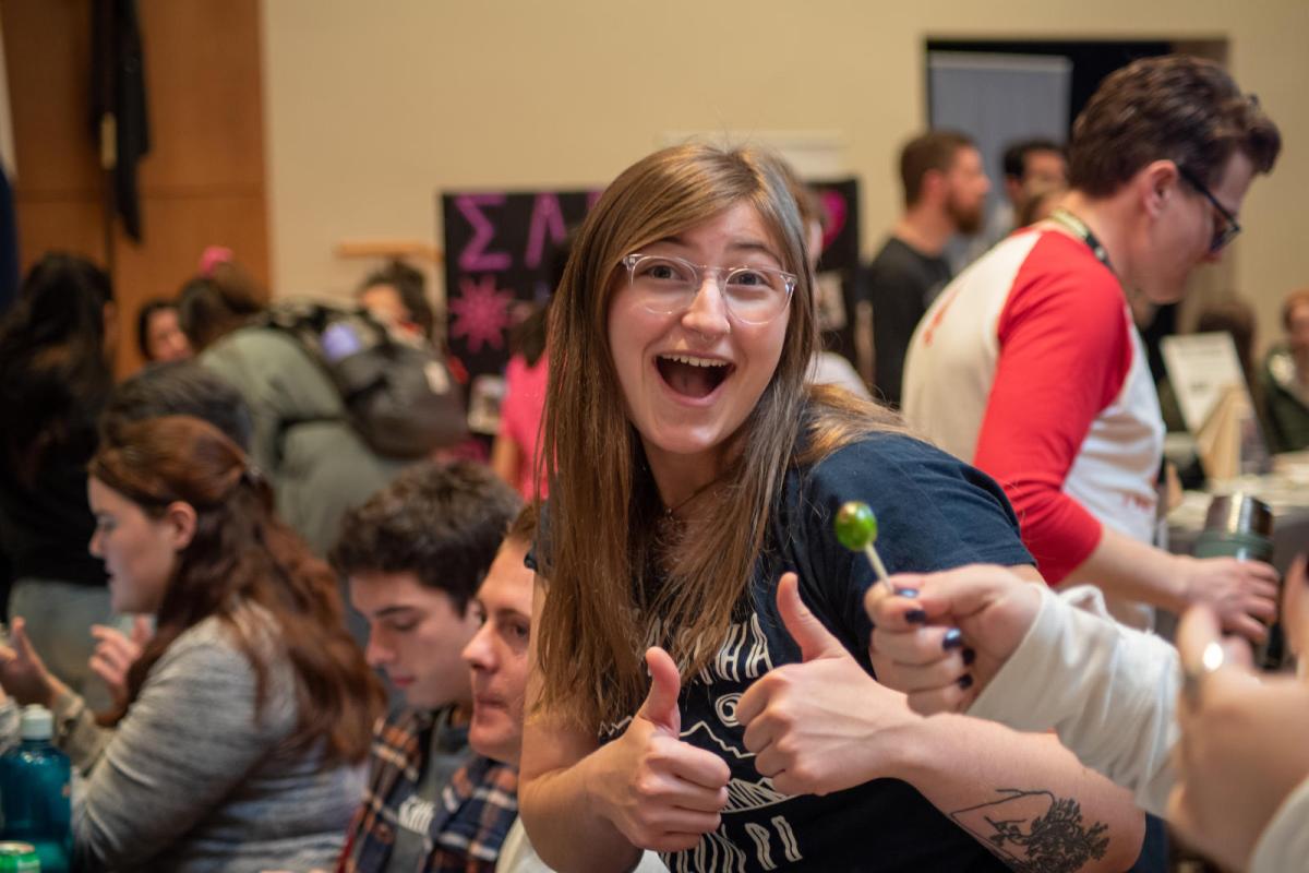 a photo of a student attending the Involvement Fair
