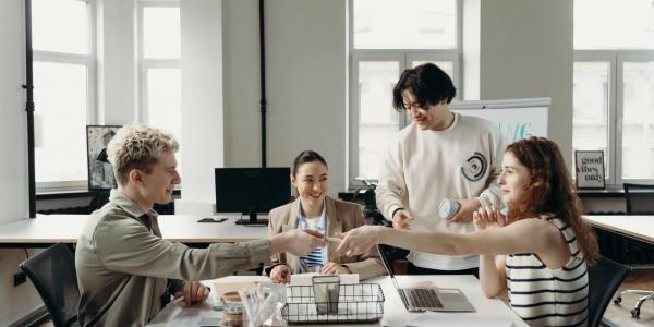 students sitting around a table