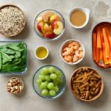 Photo of fruits and vegetables on table