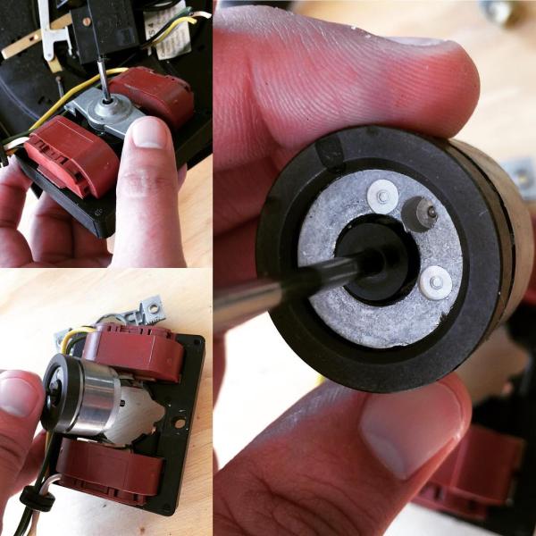 I continued the teardown of the record player and took apart the motor. Notice that rotor looks like some holes were drilled out manually. This is done to balance the rotor and therefore reduce vibration due to the center of mass not being at the geometric center. #eccentricmass #centroid #motor