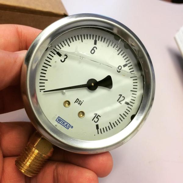 Check out the viscous fluid in the pressure gauge face... one use is to dampen out oscillations in the needle. #damping #vibration #lowpassfilter