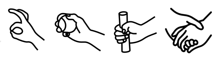 Different grasps that require palmar sensing