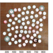 Swarm of 100 droplets self-localizing using range and bearing information