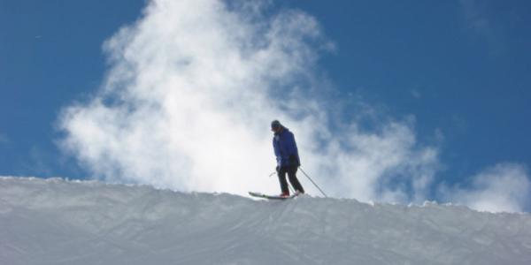Cory's wife on a ski slope