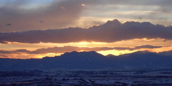 Sunset over the Flatirons taken from Broomfield