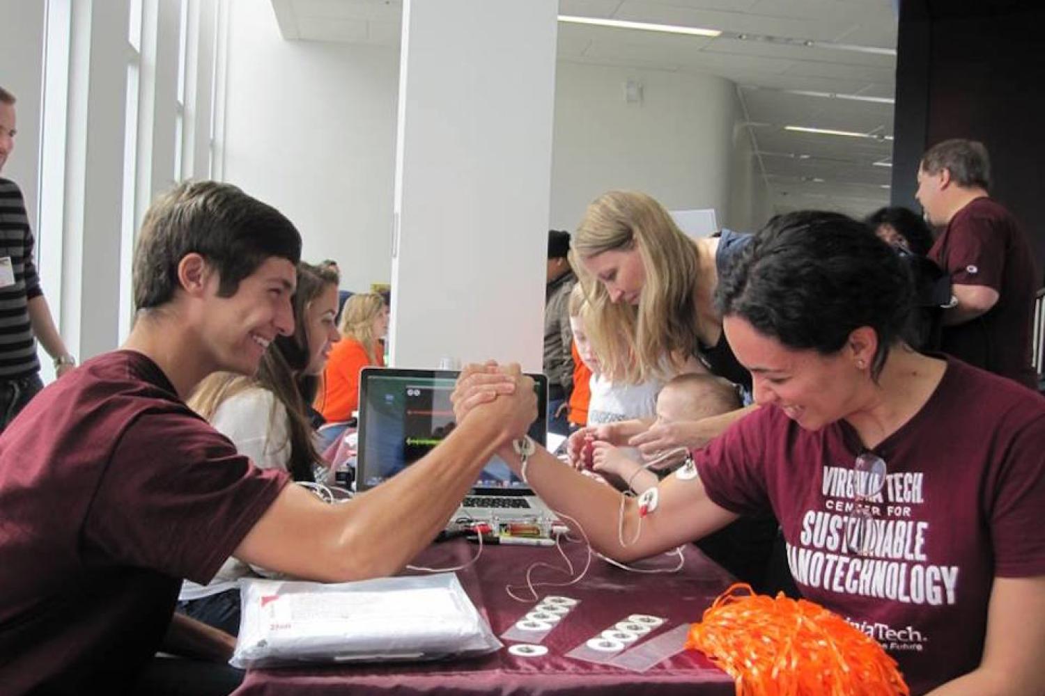 Arm wrestling at the Virginia Science Festival 