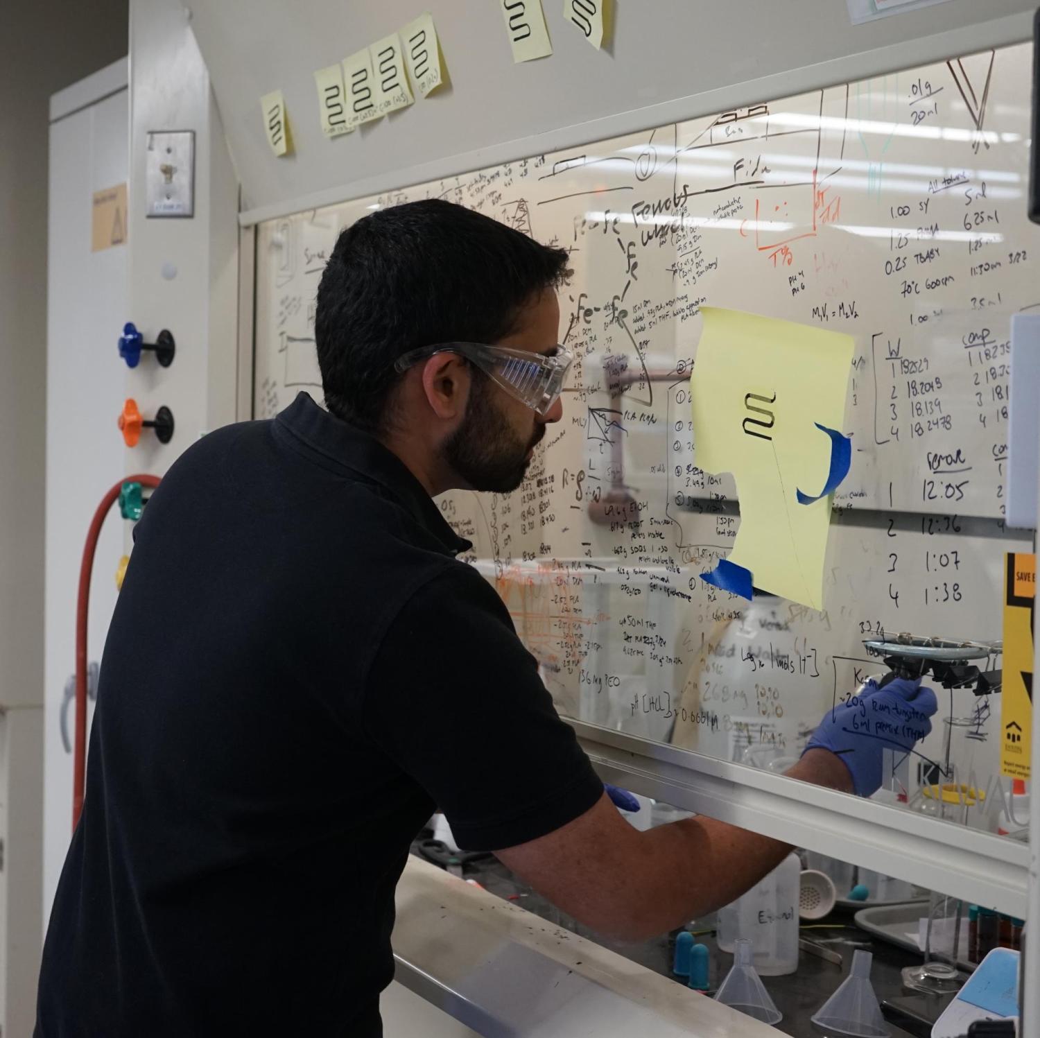 Madhur working in fume hood