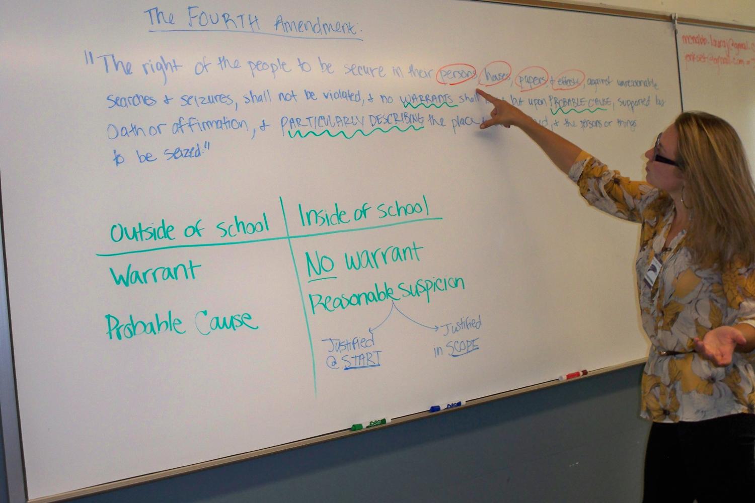 Law student teaching about the Constitution