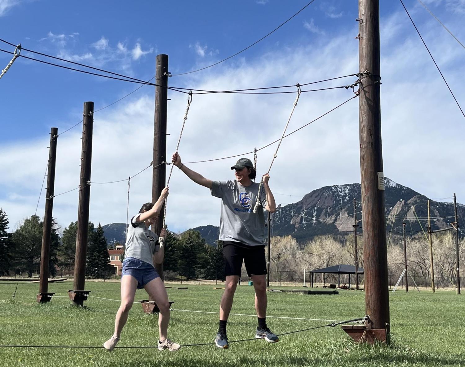 ELI students on the ropes course at CU Boulder