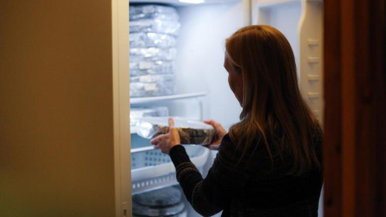 Jen Sanchez places nitrate film into the freezer for safety.