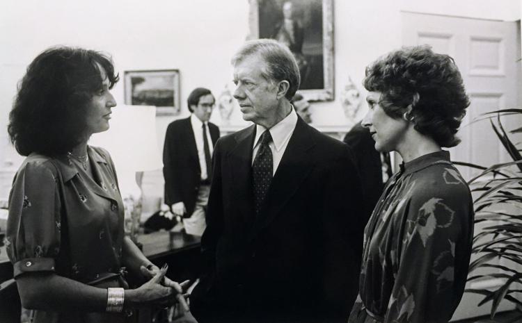 Joan Baez with President Jimmy Carter in the 1970s.