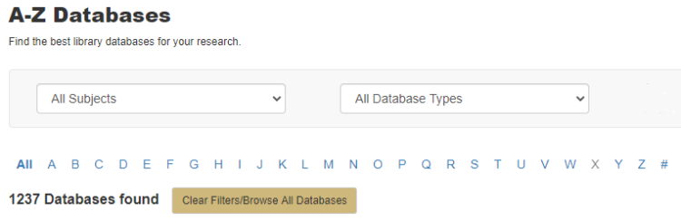 A-Z Databases search box