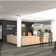 Rendering of Business Library Circulation Desk
