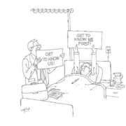 A cartoon about a doctor and patient