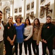 Left to right, CU Boulder students Michael Nothem, Gwendalynn Roebke, Lluvia Macias, Janet Lee and José Gutierrez with State Senator Tammy Story. 