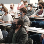 students listening in class