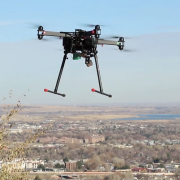 A flying UAV in Boulder
