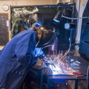 Mechanical Engineering undergraduate student welding