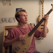 Noah Gilsdorf with homemade bass
