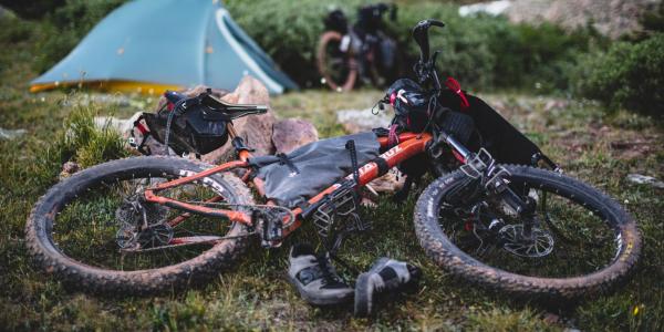 Mountain bike and tent
