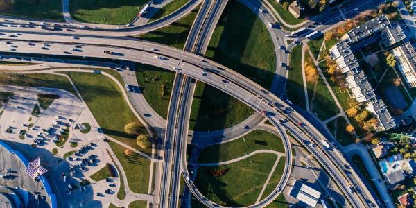 Aerial of intersecting highways