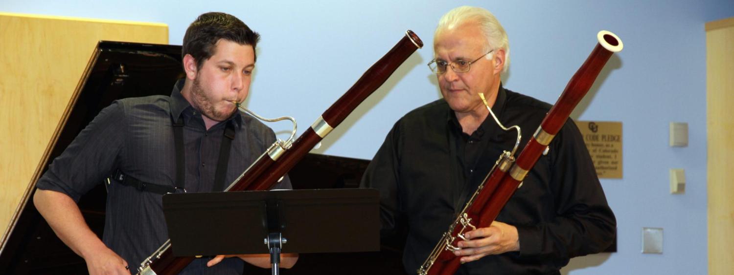 Bassoon student playing in master class