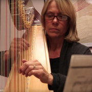 janet harriman playing harp