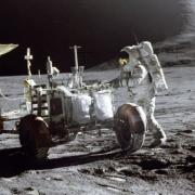 Astronaut on the Moon with Rover