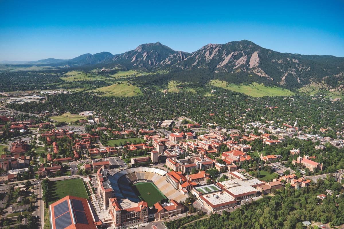 Aerial view of CU Boulder campus