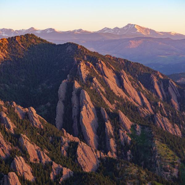 Aerial view of flatiron mountains