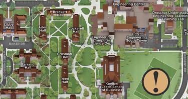 The campus map showing the location of Business Field.