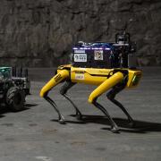 Two underground robots in a cave.