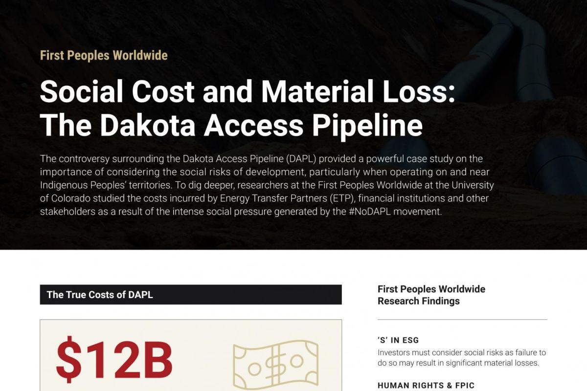 Social Cost and Material Loss DAPL Case Study Fact Sheet