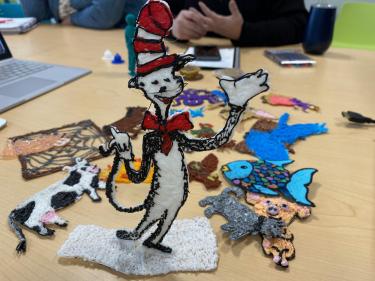 Figure of the Cat in the Hat drawn with 3D pen.