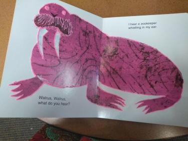 Walrus illustration with raised tactile lines drawn with 3D pen.