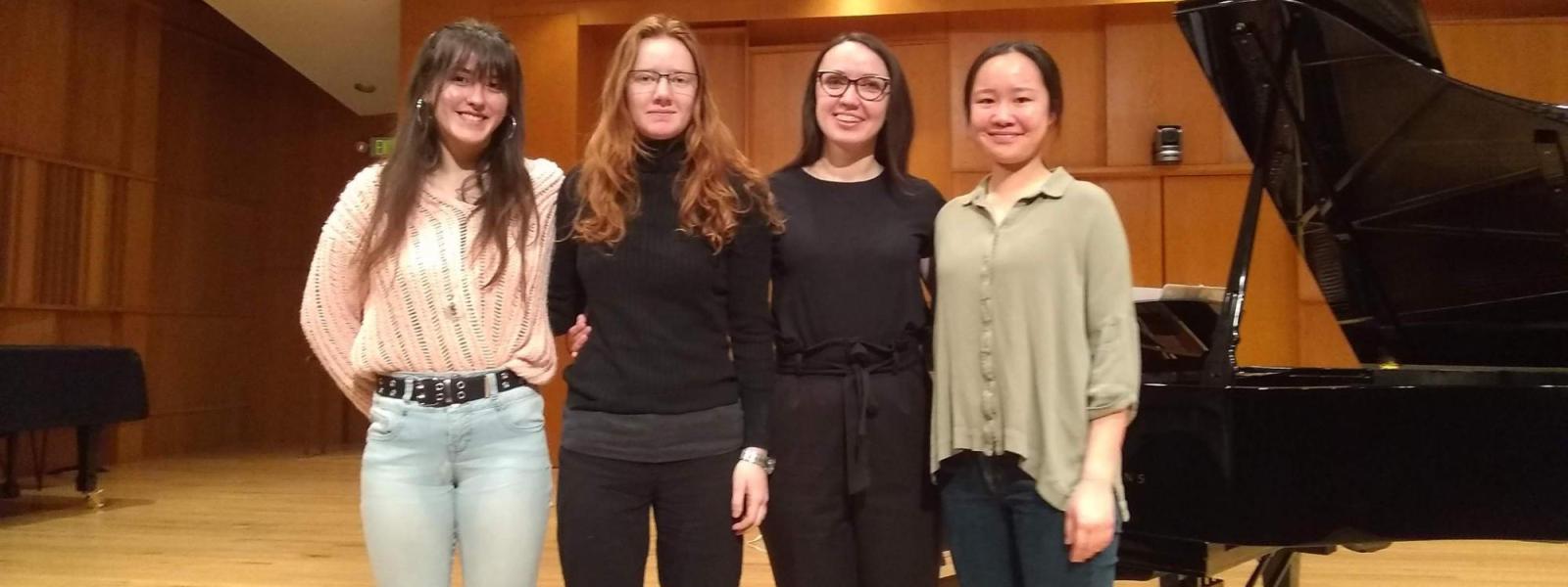 Fall 2019 undergraduate researchers: Reina Krumvieda, Indigo Farmer, Boheng Wang and Anastasiia Pavelnko