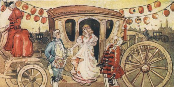 Cinderella leaving the carriage 