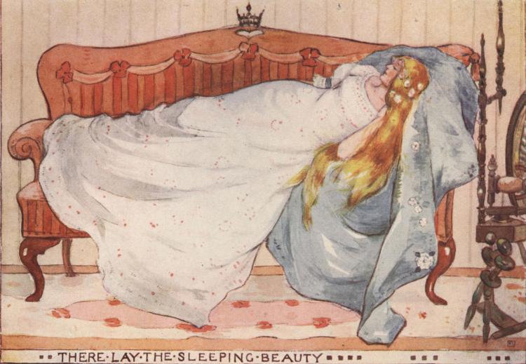Chisholm, Louey. “The Sleeping Beauty.” In Fairyland: Tales Told Again,  illustrated by Katharine Cameron, New York: G. P. Putnam's Sons, 1904, pp.  84-88., Fairy Tales at CU Boulder