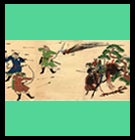 scroll image from medieval era of samurai fighting