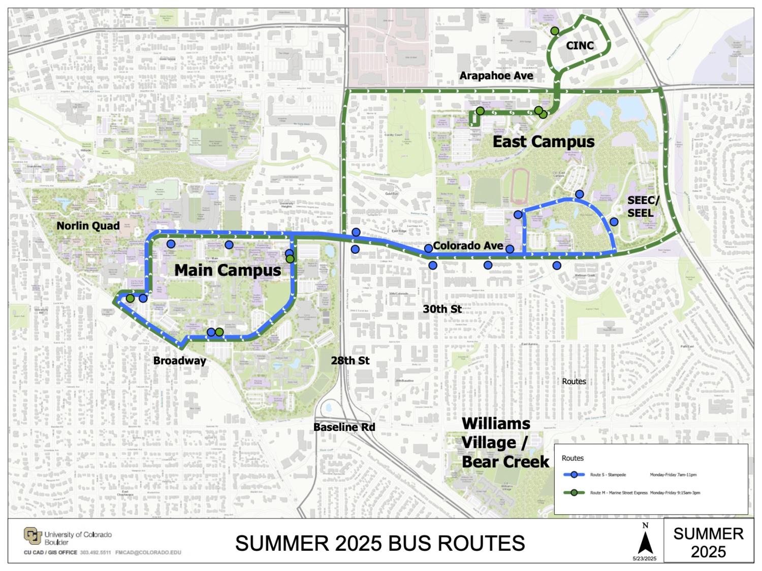 Summer Buff Bus Routes