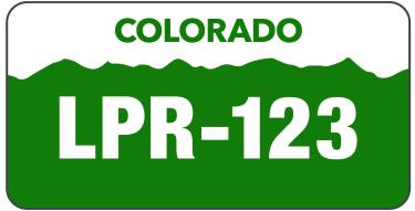 Graphic license plate to indicate License Plate Recognition for CU Boulder parking lots