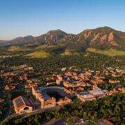 Aerial view of CU Boulder's campus.