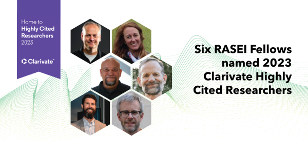 Clarivate banner with the profile pictures of the six RASEI fellows awarded
