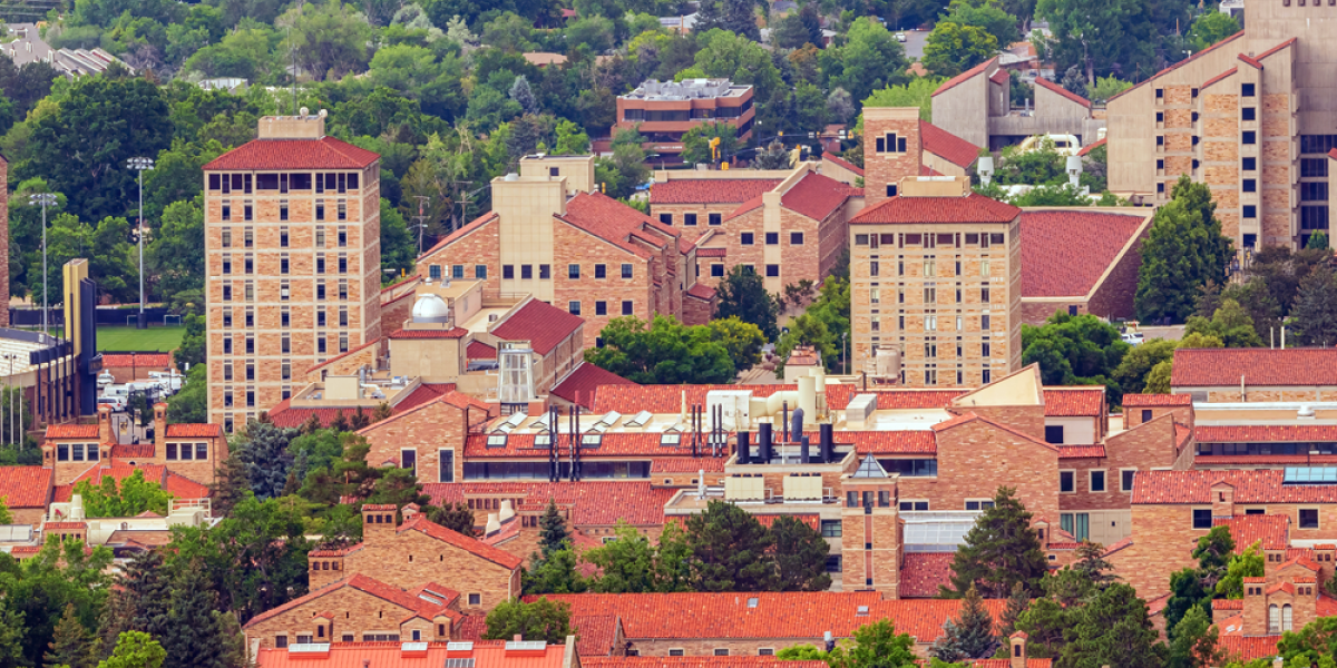 Aerial view of CU Boulder campus