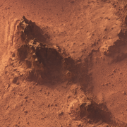 Aerial view of rocky landscape on Mars