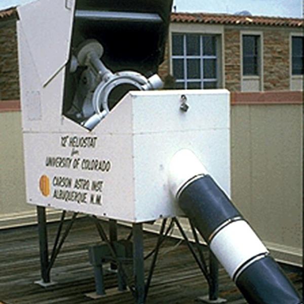 Heliostat on Open Observing Deck (utilizing 10.5-inch Bausch refractor lens) (1995) Photo credit Keith Gleason, Sommers-Bausch Observatory