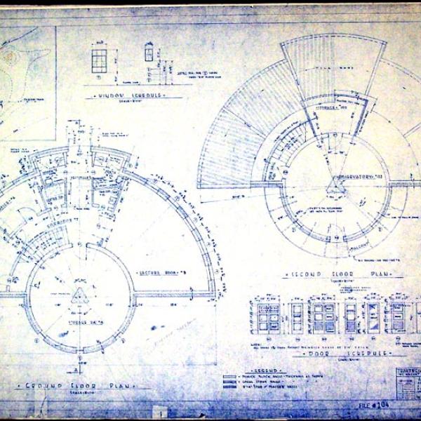 Plan View Blueprint of New Observatory (1949) Photo credit Keith Gleason, Sommers-Bausch Observatory
