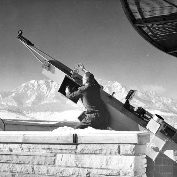Solar Flare Patrol Camera (exterior to Sommers-Bausch Observatory on south side) (1960) Photo credit High Altitude Observatory Archives