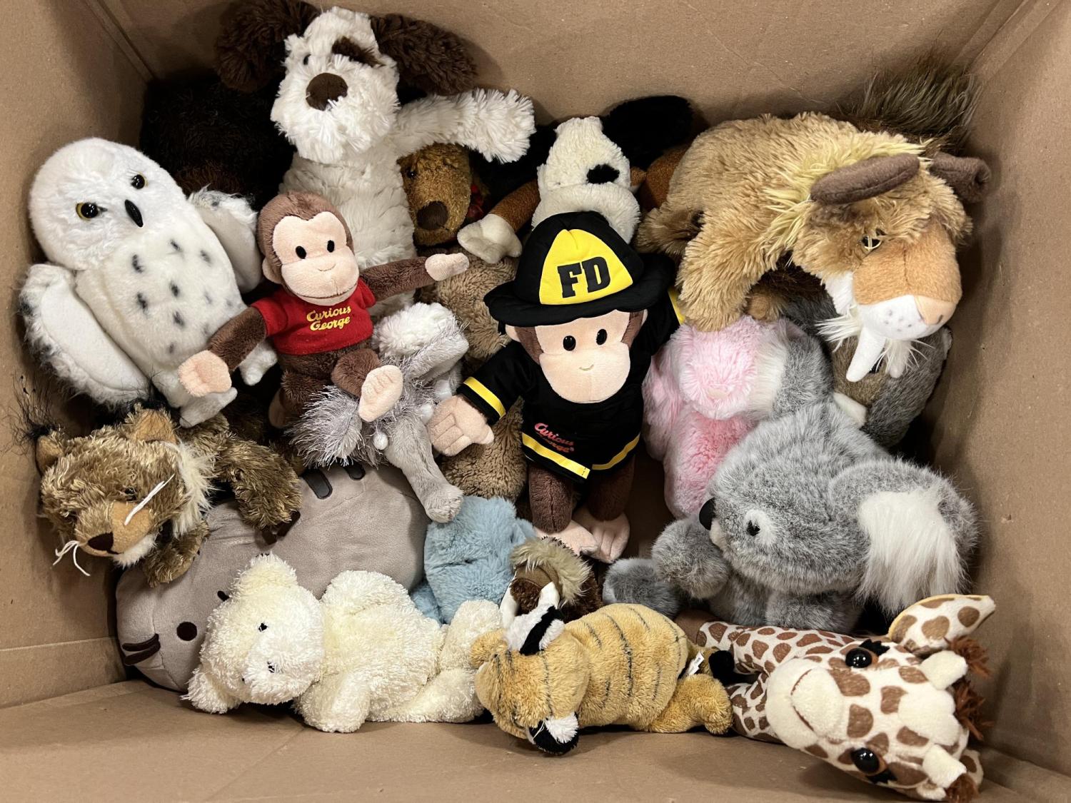 a box of stuffed animals