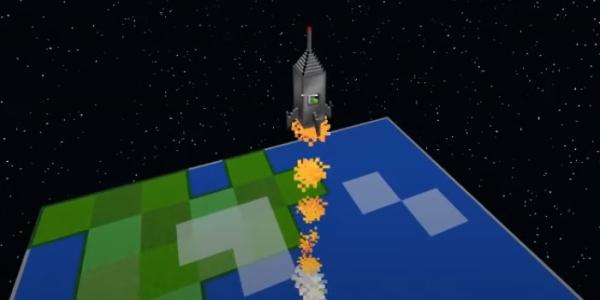 rocket in space built in minecraft 